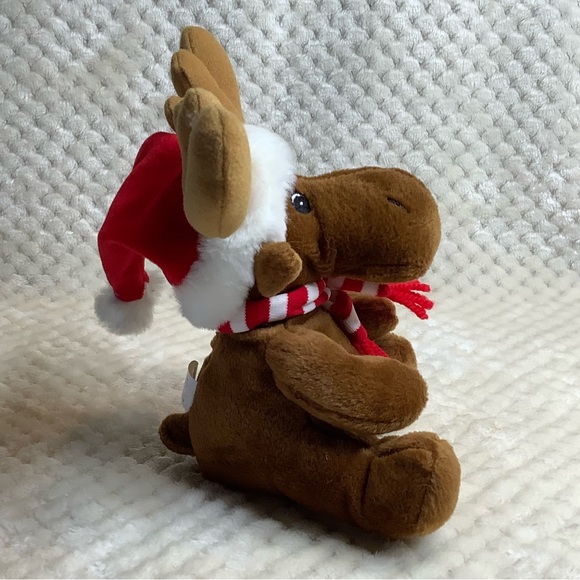 SEARS Vintage 2005 Plush Kris Moose Stuffed Animal Toy Santa Hat and Scarf - Picture 6 of 9